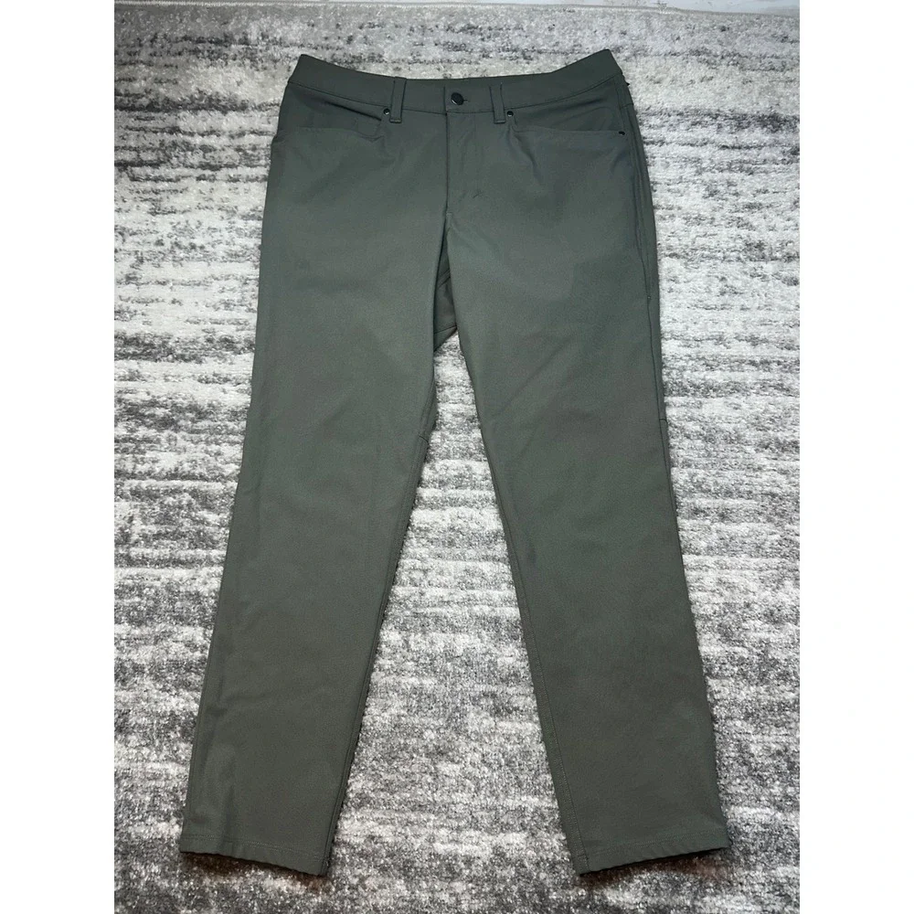 Lululemon Commission Pant Men 32 Green Slim Fit Warpstreme Chino Trousers